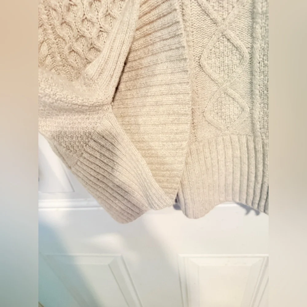 J. Crew Cream Cable Knit Crew Neck Sweater